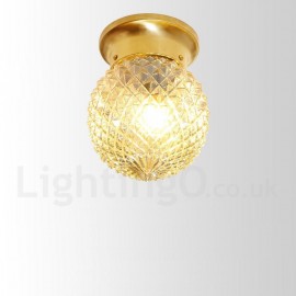 Pure Brass LED Rustic / Lodge Nordic Style Flush Mount Ceiling Light with Glass Shade for Bathroom, Living Room, Study, Kitchen, Bedroom, Dining Room, Bar, Corridor, Cloakroom, Corridor, Balcony