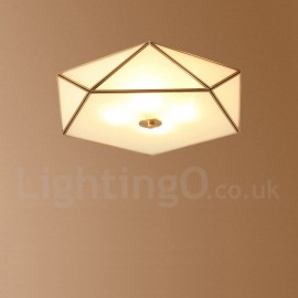 Pure Brass LED Rustic / Lodge Nordic Style Flush Mount Ceiling Light with Glass Shade for Bathroom, Living Room, Study, Kitchen, Bedroom, Dining Room, Bar, Corridor, Cloakroom, Corridor, Balcony