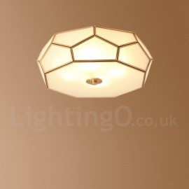 Pure Brass LED Rustic / Lodge Nordic Style Flush Mount Ceiling Light with Glass Shade for Bathroom, Living Room, Study, Kitchen, Bedroom, Dining Room, Bar, Corridor, Cloakroom, Corridor, Balcony