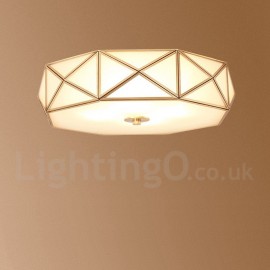 Pure Brass LED Rustic / Lodge Nordic Style Flush Mount Ceiling Light with Glass Shade for Bathroom, Living Room, Study, Kitchen, Bedroom, Dining Room, Bar, Corridor, Cloakroom, Corridor, Balcony