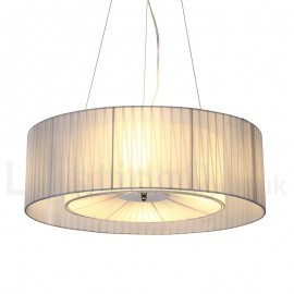 Drum 4 Light Pendant Modern Light with Fabric Shade for Living Room Dining Room Study Room Office