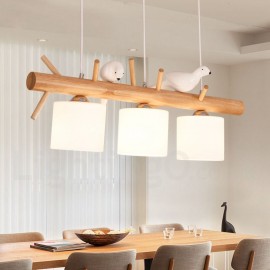 Wood LED Modern / Contemporary Nordic Style Pendant Light with Glass Shade for Bathroom, Living Room, Study, Kitchen, Bedroom, D
