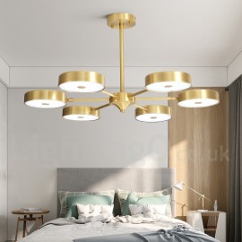 Pure Brass Rustic / Lodge Rotatable Chandelier with Acrylic Shades for Living Room,Dining Room,Bed Room