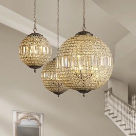 Globe Modern LED K9 Crystal Ceiling Pendant Light Indoor Chandeliers Home Hanging Down Drum Lighting Lamps Fixtures
