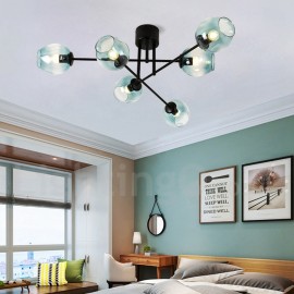 6 Light Rustic / Lodge Stainless Steel Chandelier with Clear or Blue Glass Shades for Living Room,Dining Room,Bed Room