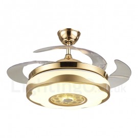 108CM (42"), 91CM(36") Modern / Contemporary Remote Control Gold Colour Ceiling Fan Light with Acrylic Shade Mute Pure Copper Mo