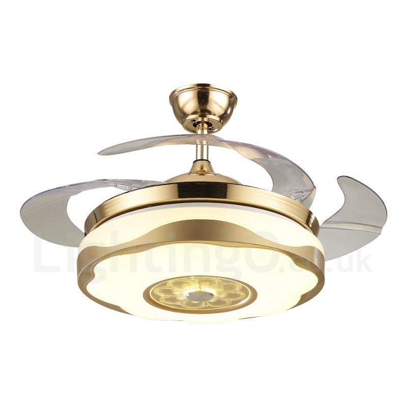 Acrylic Shade Mute Pure Copper Motor, Contemporary Ceiling Fan With Light Uk