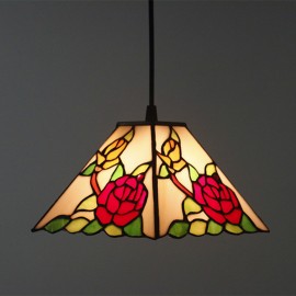 28cm (11 inch) Handmade Rustic Retro Tiffany Pendant Light Colorful Pattern Glass Shade Bedroom Living Room Light