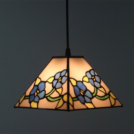 28cm (11 inch) Handmade Rustic Retro Tiffany Pendant Light Colorful Pattern Glass Shade Bedroom Living Room Light