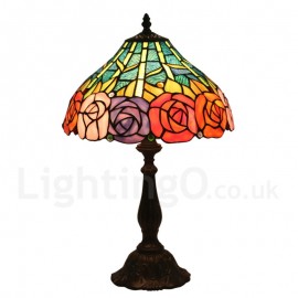 30cm (12 inch) Handmade Rustic Retro Tiffany Table Lamp with Glass Shade for Living Room Bedroom Study Room