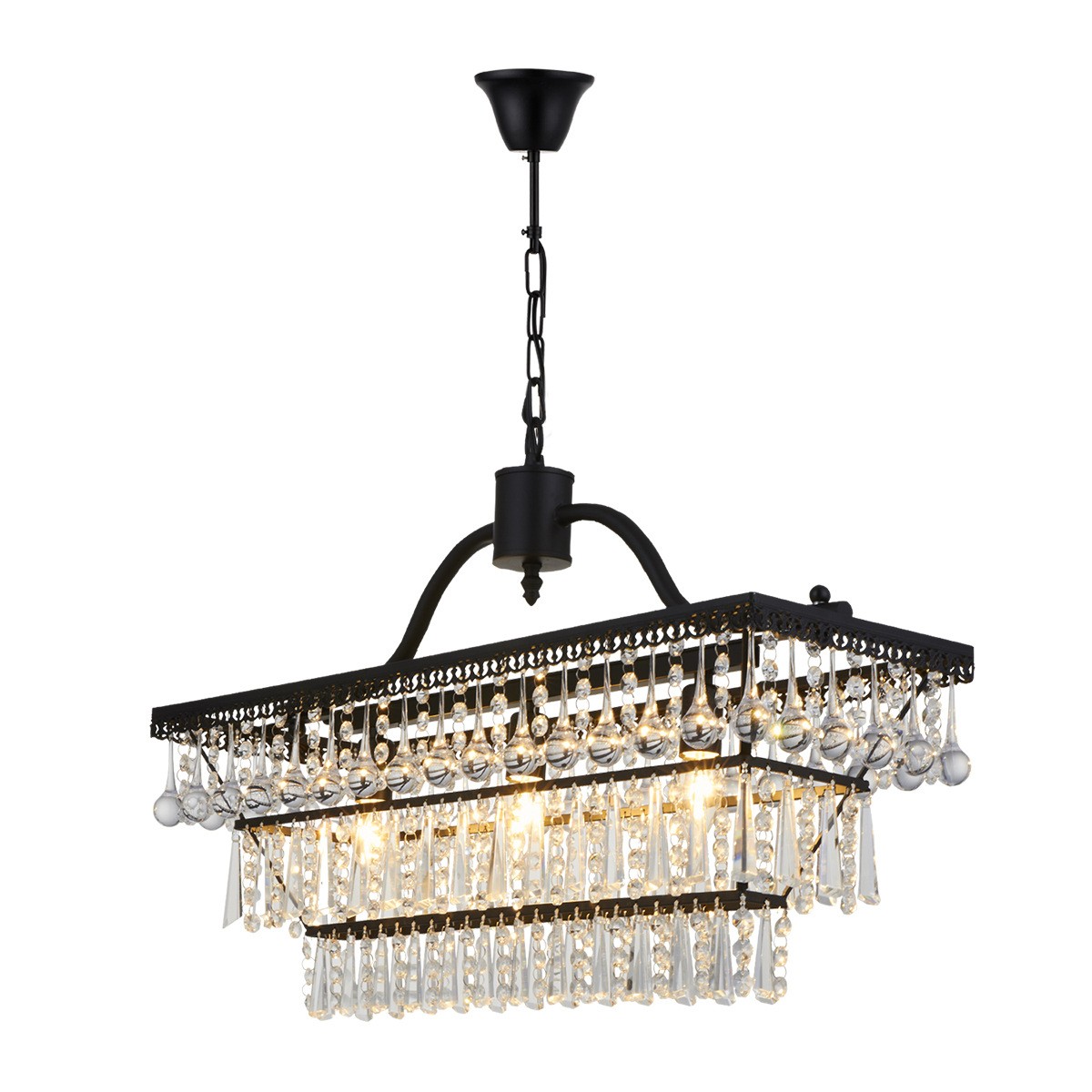 Classic Crystal Metal Chandelier For, Rectangular Metal And Glass 3 Light Chandelier