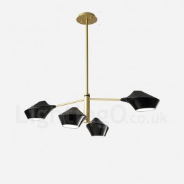 Linear Retro Chandelier 4 Light with Acrylic Shades for Living Room / Hallway / Outdoors / Garage