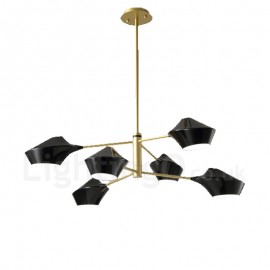 Linear Retro Chandelier 6 Light with Acrylic Shades for Living Room / Hallway / Outdoors / Garage