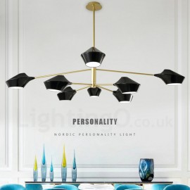 Two Tiers Multi Colours Linear Retro Chandelier 8 Light with Acrylic Shades for Living Room / Hallway / Outdoors / Garage