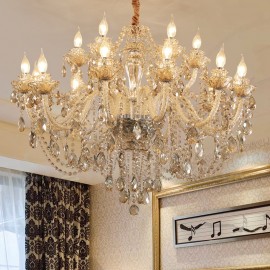 8 Light Cognac Colour Elegant Crystal Candle Chandelier for Living Room, Bedroom, Dinning Room