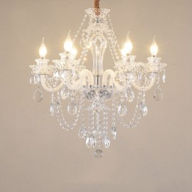 6 Light Clear Crystal Candle Chandelier, Small Bedroom Chandeliers Uk