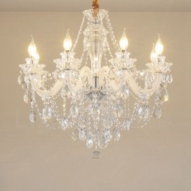 8 Light Clear Crystal Candle Chandelier for Living Room, Bedroom, Dinning Room