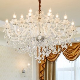 18 (12+6) Light Clear Crystal Candle Chandelier for Living Room, Bedroom, Dinning Room