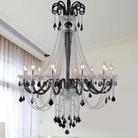 Black Crystal Candle Chandelier for Living Room, Bedroom, Dinning Room