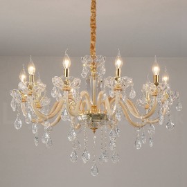 Gold Chandelier with Clear Crystal Candle Chandelier for Living Room, Bedroom, Dinning Room