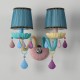 Macaron 2 Light Multi Crystal Candle Retro E12/E14 Glass Wall Light for for Kid's Room, Children Bedroom