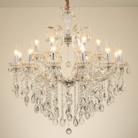 18 (12+6) Light Clear Crystal Candle Chandelier for Living Room, Bedroom, Dinning Room