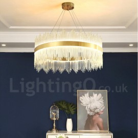 Postmodern Luxury Round Crystal Pendant Lights Living Room Dining Room Exhibition Hall