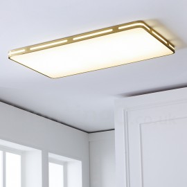 Ultra-Thin Rectangle LED Modern / Contemporary Nordic Style Flush Mount Brass Ceiling Lights with Acrylic Shade for Bathroom, Li