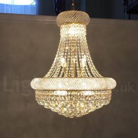 2 Tiers Round Traditional / Classic K9 Crystal Metal Chandelier for Bedroom, Dining Room, Hallway