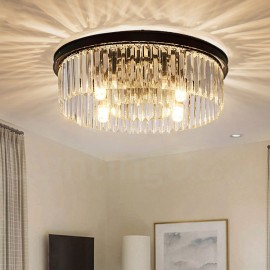 Postmodern Luxury Round K9 Crystal Flush Mount Ceiling Light Living Room Dining Room Exhibition Hall