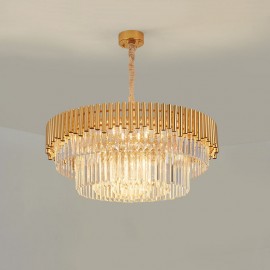 Postmodern Gold Luxury Round K9 Crystal Pendant Chandelier Lights Living Room Dining Room Exhibition Hall