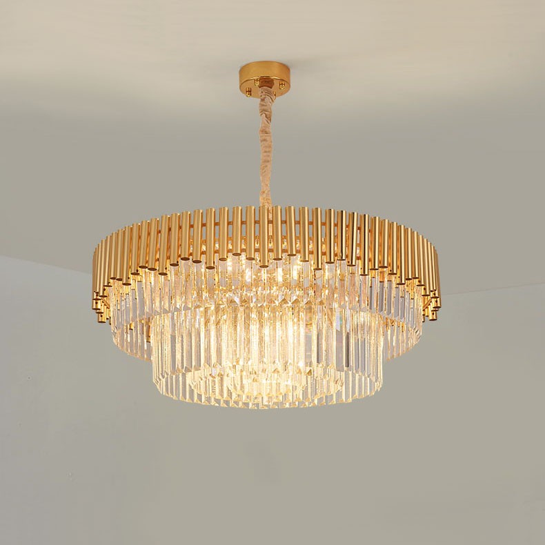 Postmodern Gold Luxury Round K9 Crystal, Living Room Chandelier Uk