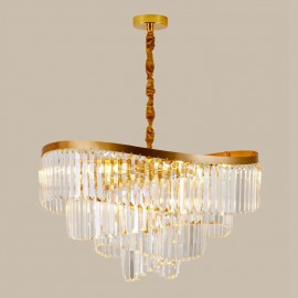 Gold Postmodern Luxury Round K9 Crystal Pendant Chandelier Living Room Dining Room Exhibition Hall