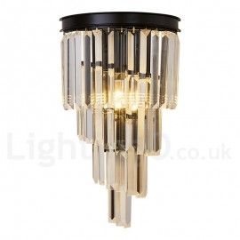 1 Light / 2 Light Gold / Black Matching Postmodern Luxury K9 Crystal Wall Light with Crystal Shade