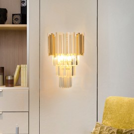 Gold Matching Postmodern Luxury K9 Crystal Wall Light with Crystal Shade