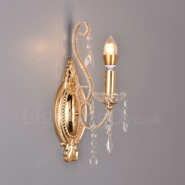1 Light Gold / Black American Style Crystal Wall Light for Living Room, Dining Room, Clothing Store, Coffee Store, Hotel