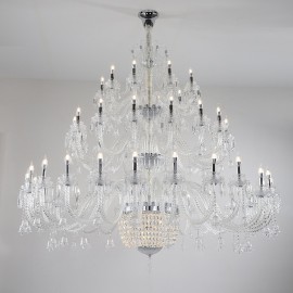 50 Light Clear Elegant Luxurious Crystal Candle Chandelier for Living Room, Exhibition Hal, Hotel