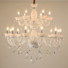 18 (12+6) Light White Elegant Candle Chandelier with Crystal for Living Room, Bedroom, Dinning Room