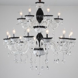 18 (12+6) Light Black Elegant Candle Chandelier with Crystal for Living Room, Bedroom, Dinning Room