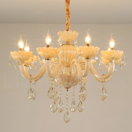 8 Light Champagne Crystal Candle Chandelier for Living Room, Bedroom, Dinning Room