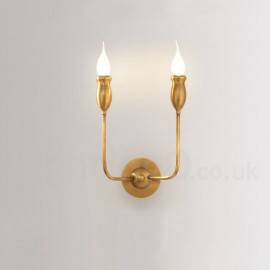 Pure Brass Luxurious Rustic Retro Vintage Brass 2 Light Candle Wall Light Special for Hotel, Office, Showroom, Living Room, Dinning Room
