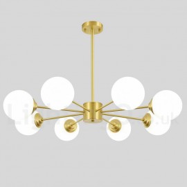 8 Light Pure Brass Northern Europe Bean Chandelier Modern Metal Molecules Pendant Lights Living Room Dining Room Bedroom
