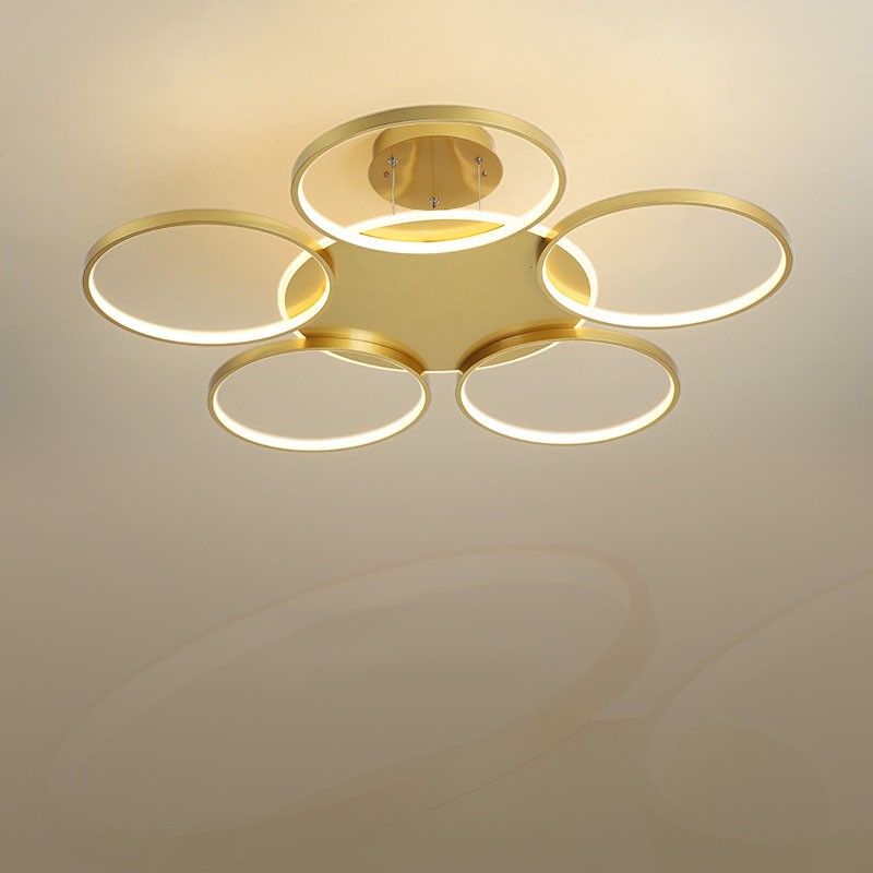 Gold Modern Contemporary Nordic Style Circle Ceiling Chandelier With Remote Control Also Can Be Used As Wall Light Lightingo Co Uk - Flush Mount Ceiling Lights Uk