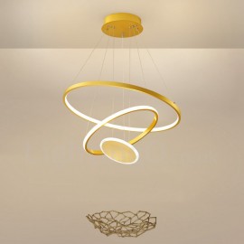 Dimmable Three Circles Modern Design LED Three Rings Gold Pendant Light with Remote Control