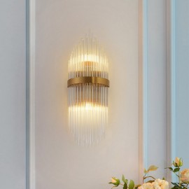 2 Light Gold Matching Postmodern Luxury K9 Crystal Wall Light with Crystal Shade