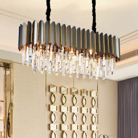Luxury Postmodern Black and Gold Round K9 Crystal Pendant Chandelier