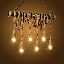 Vintage Traditional Classic Nordic Style Bar Hemp Rope Chandelier