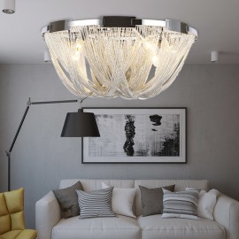 Tassels Chandelier Designer Ceiling Light Silver / Gold Colour for Showroom Living Room Spiral Staircase