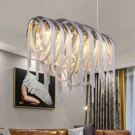 Tassels Chandelier Designer Pendant Light Silver / Gold Colour for Showroom Living Room Spiral Staircase