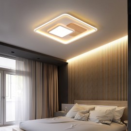 Wood Dimmable LED Modern / Contemporary Nordic Style Square Flush Mount Ceiling Lights with Remote Control - Also Can Be Used As